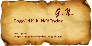 Gogolák Nándor névjegykártya